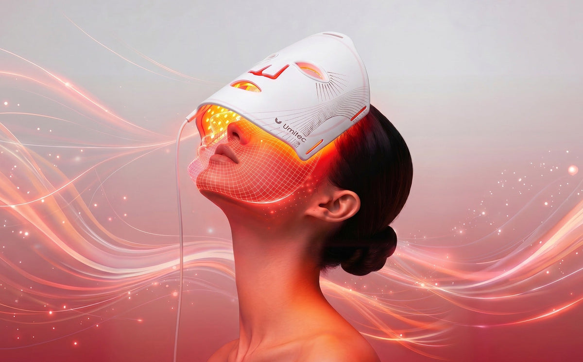 Umitec LED light therapy face mask fit into Skin cycling routine with red light therapy