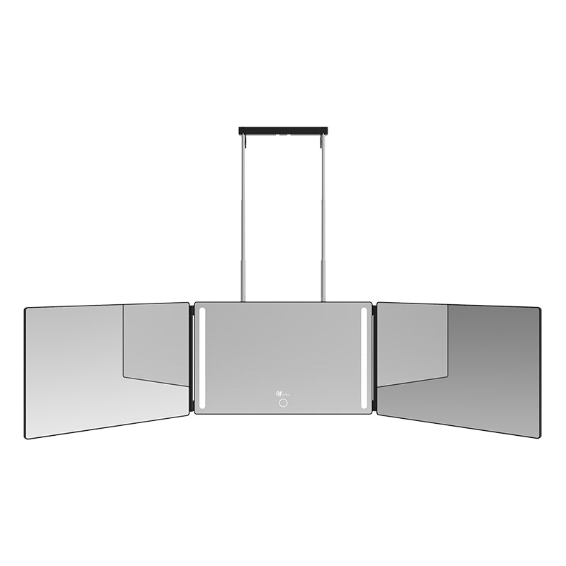 Umitec 3-Way Trifold Mirror fully expanded showing 360-degree full angle view