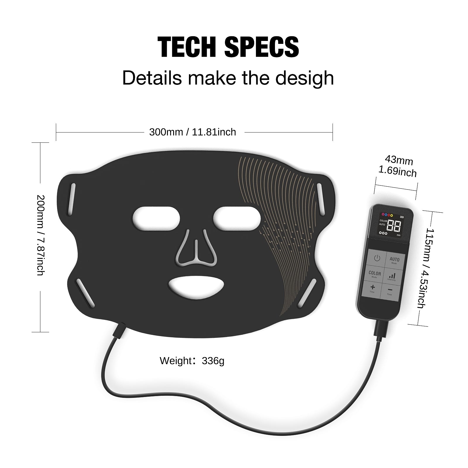 Umitec LED Mask Black