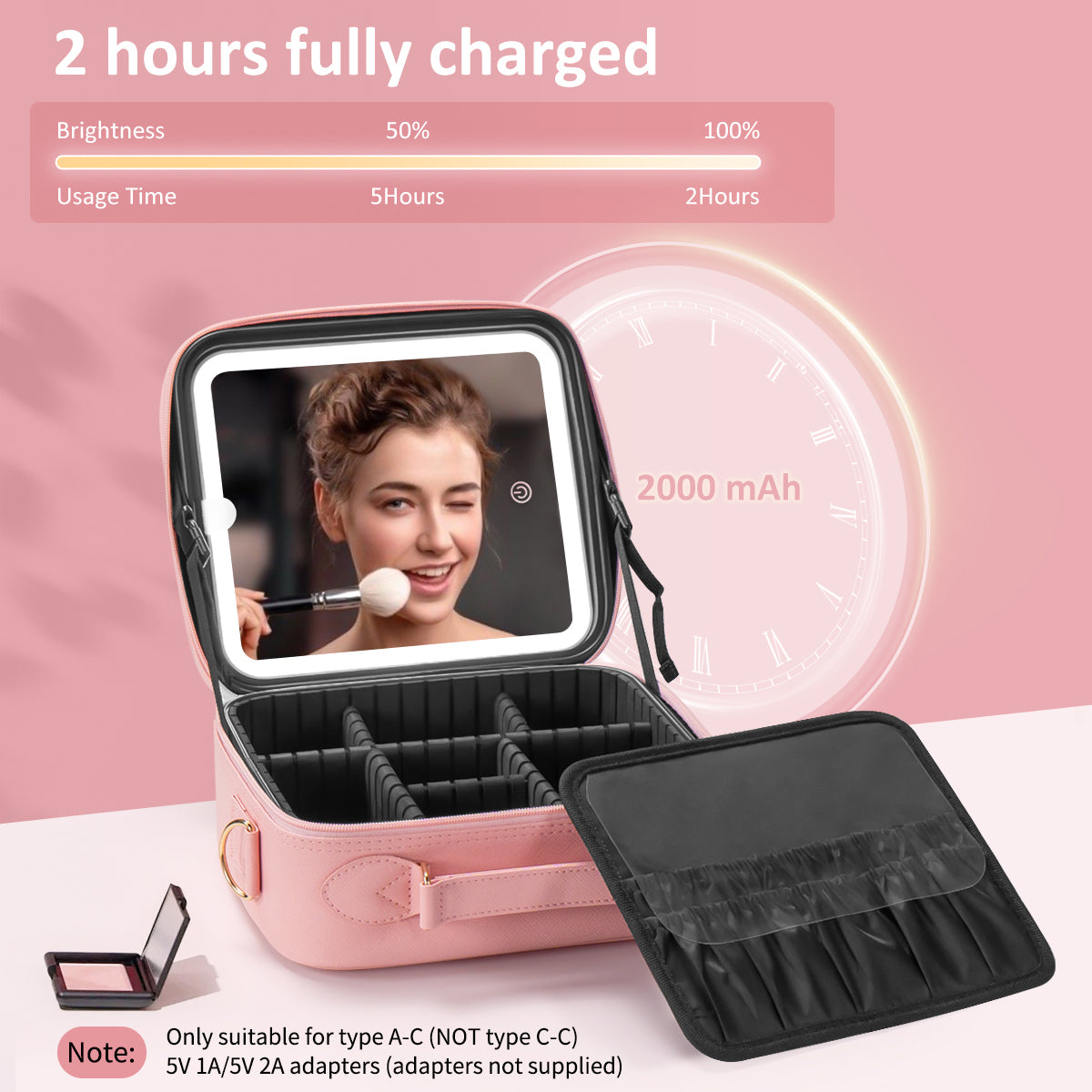 Umitec Makeup Kit Travel Bag with LED Mirror