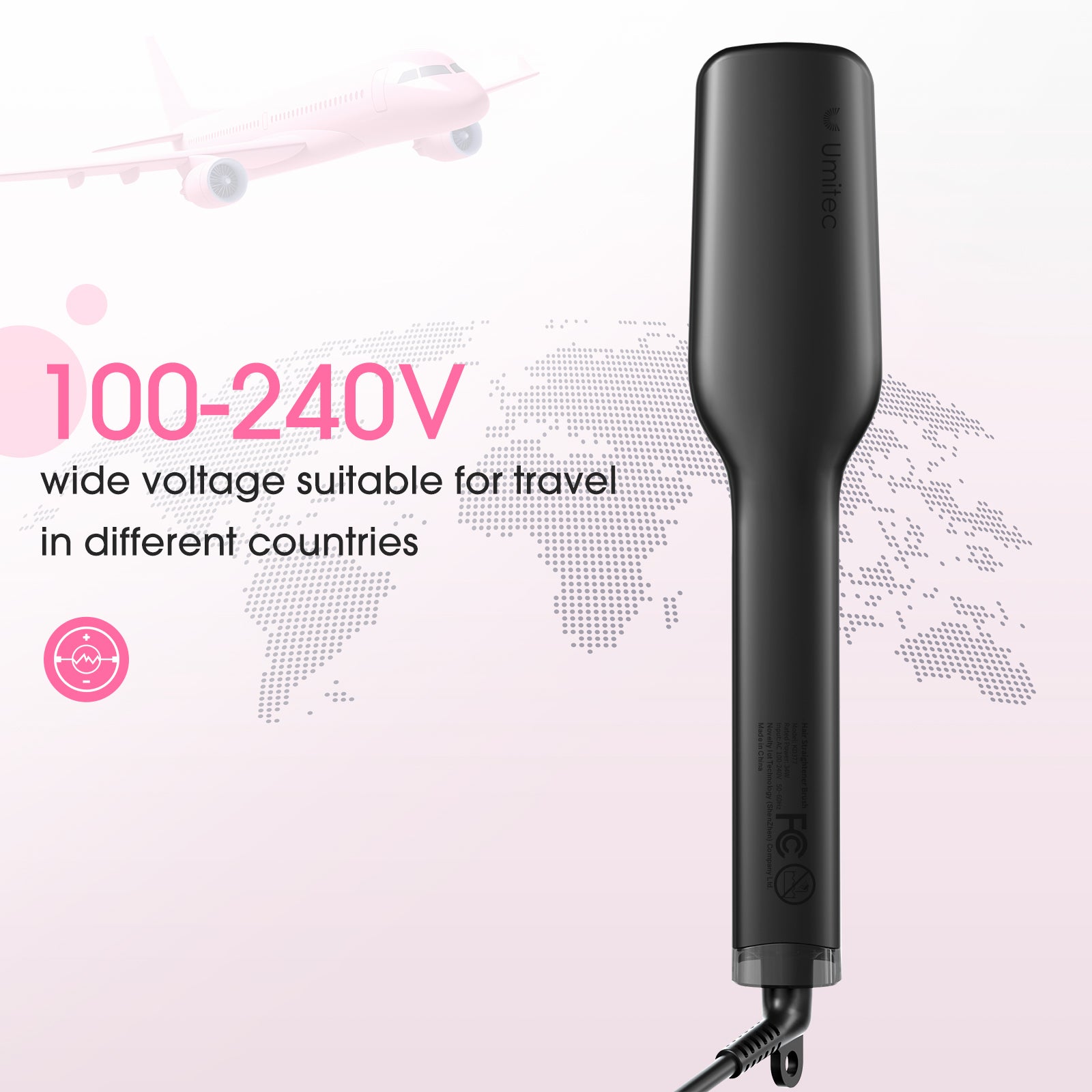 Umitec 2-in-1 Ionic Hair Straightener Brush