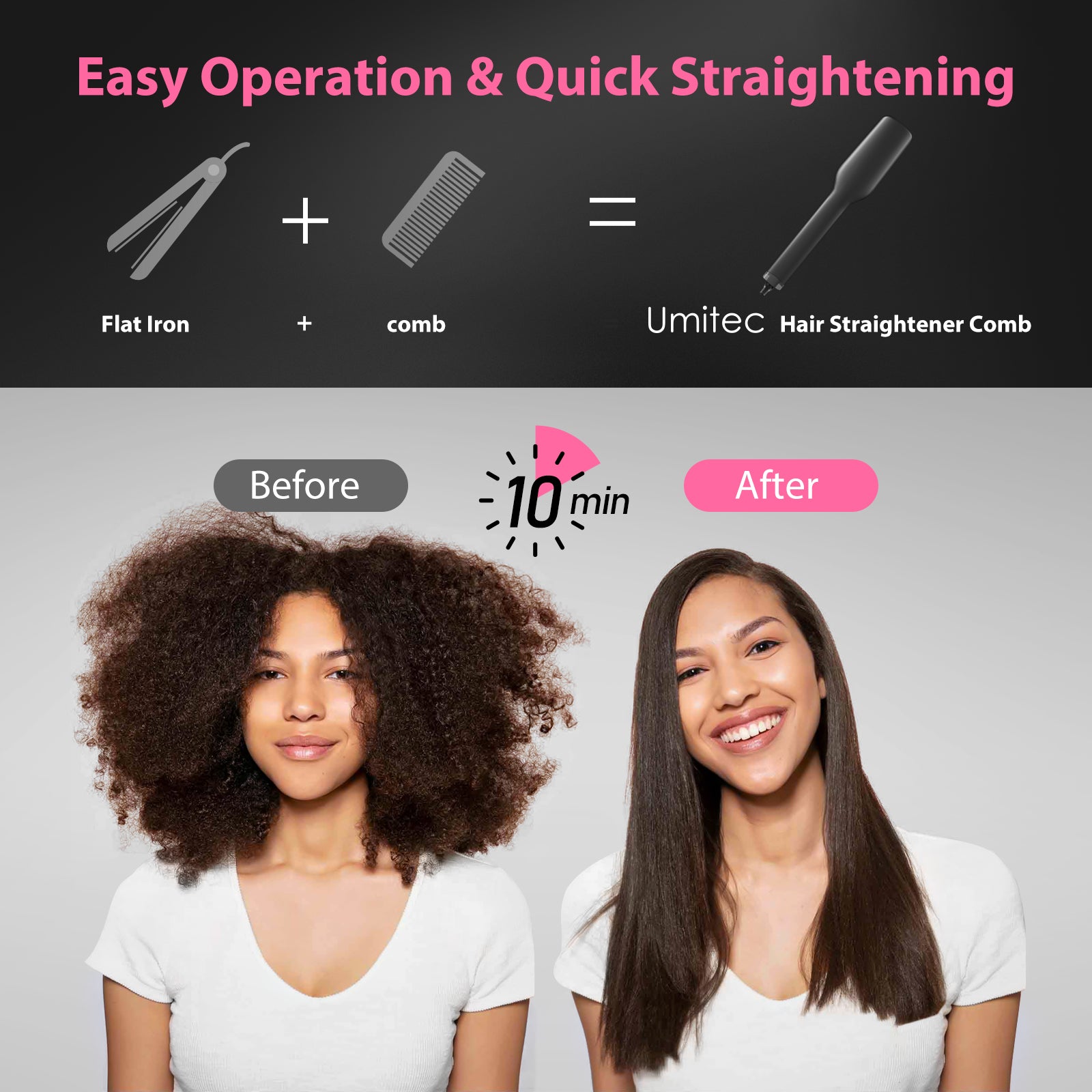 Umitec 2-in-1 Ionic Hair Straightener Brush