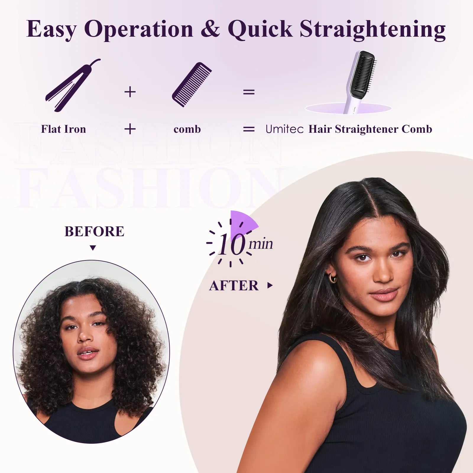 Umitec 2-in-1 Ionic Hair Straightener Brush