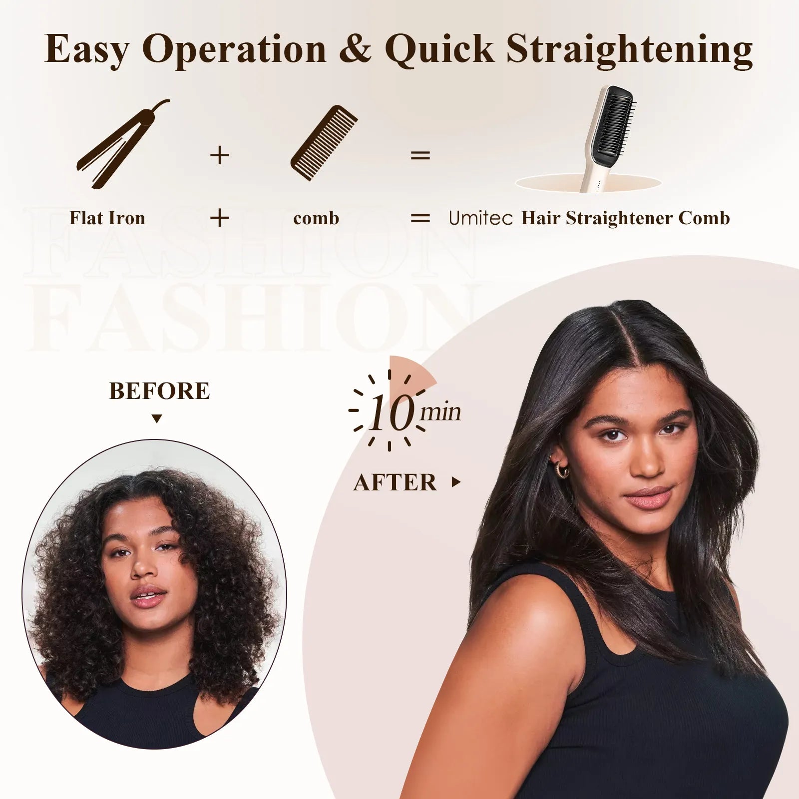Umitec 2-in-1 Ionic Hair Straightener Brush