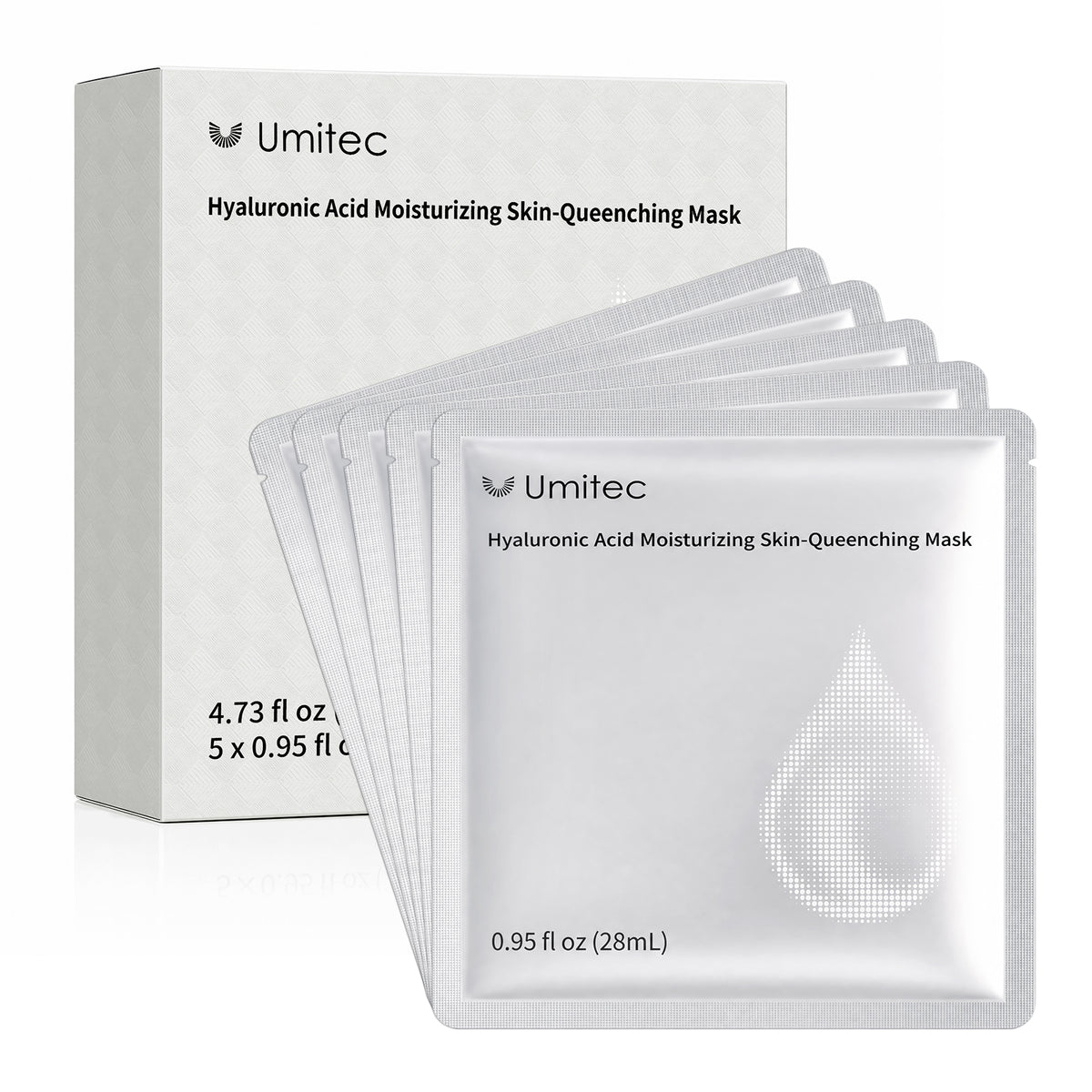 Umitec Hyaluronic Acid Moisturizing SKin-Queenching Mask 5pcs 28ml each (Or 5*0.95 fl oz)