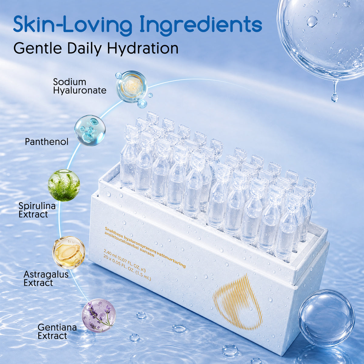 Umitec Moisturing and Hydrating Serum has skin-loving ingredients, including sodium hyaluronate, panthenol, spirulina extract, astragalus extract and gentiana extract, for daily hydration