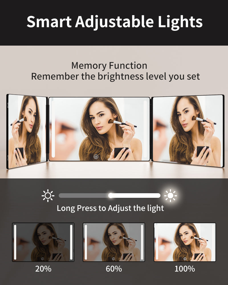 Umitec 3 Way Trifold Mirror