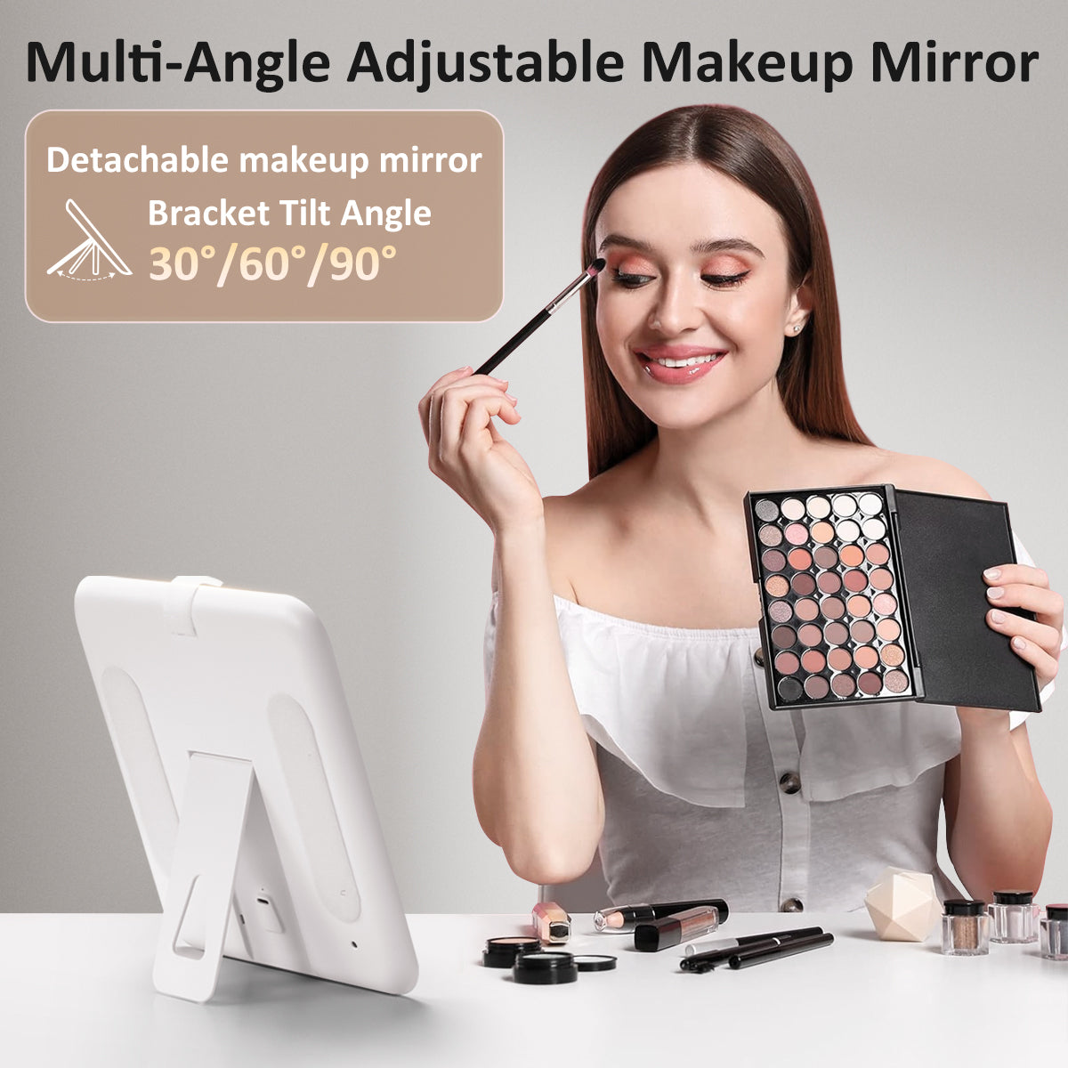 Umitec Makeup Kit Travel Bag with 3 color LED Mirror