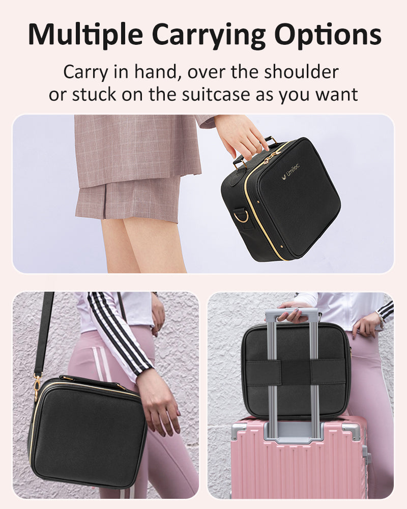 Umitec Makeup Kit Travel Bag with 3 color LED Mirror