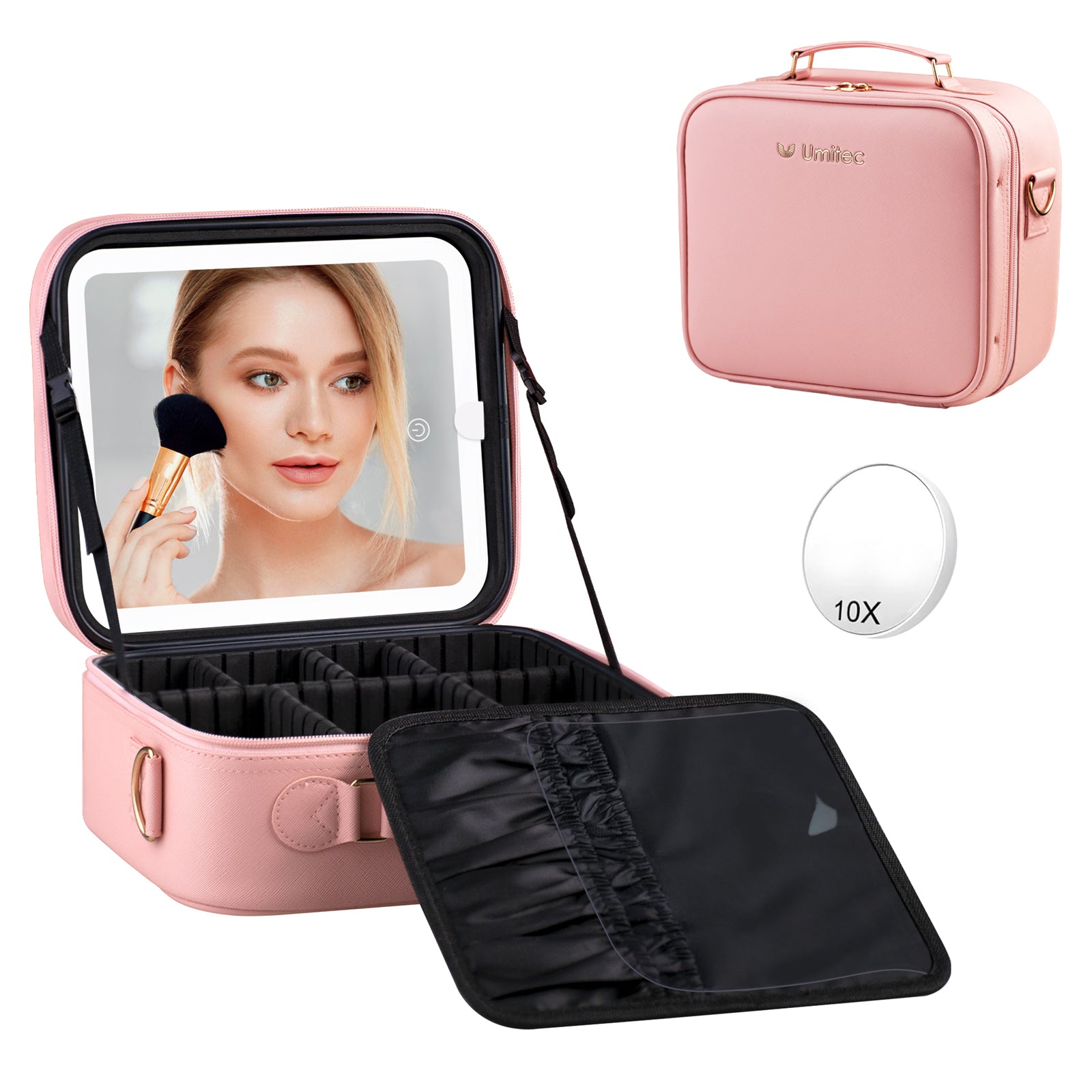 Umitec Makeup Kit Travel Bag with LED Mirror