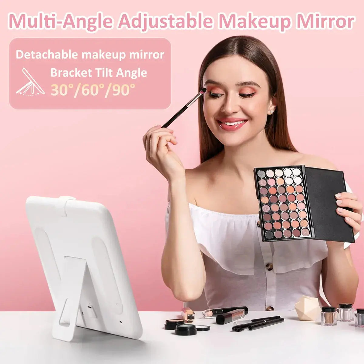 Umitec Makeup Kit Travel Bag with 3 color LED Mirror