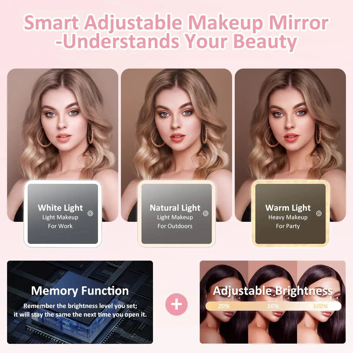 Umitec Makeup Kit Travel Bag with 3 color LED Mirror