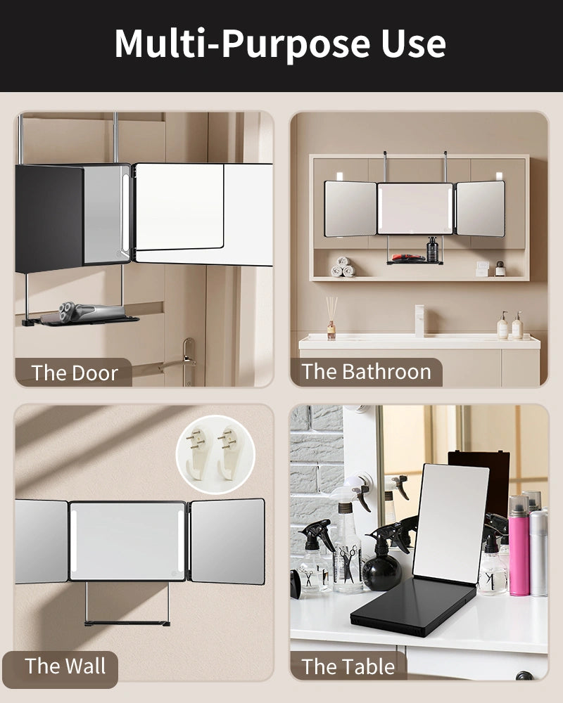 Umitec Portable Vanity Mirror showing its lightweight and travel-friendly design, suitable for back of the door, bathoom, the wall abd table