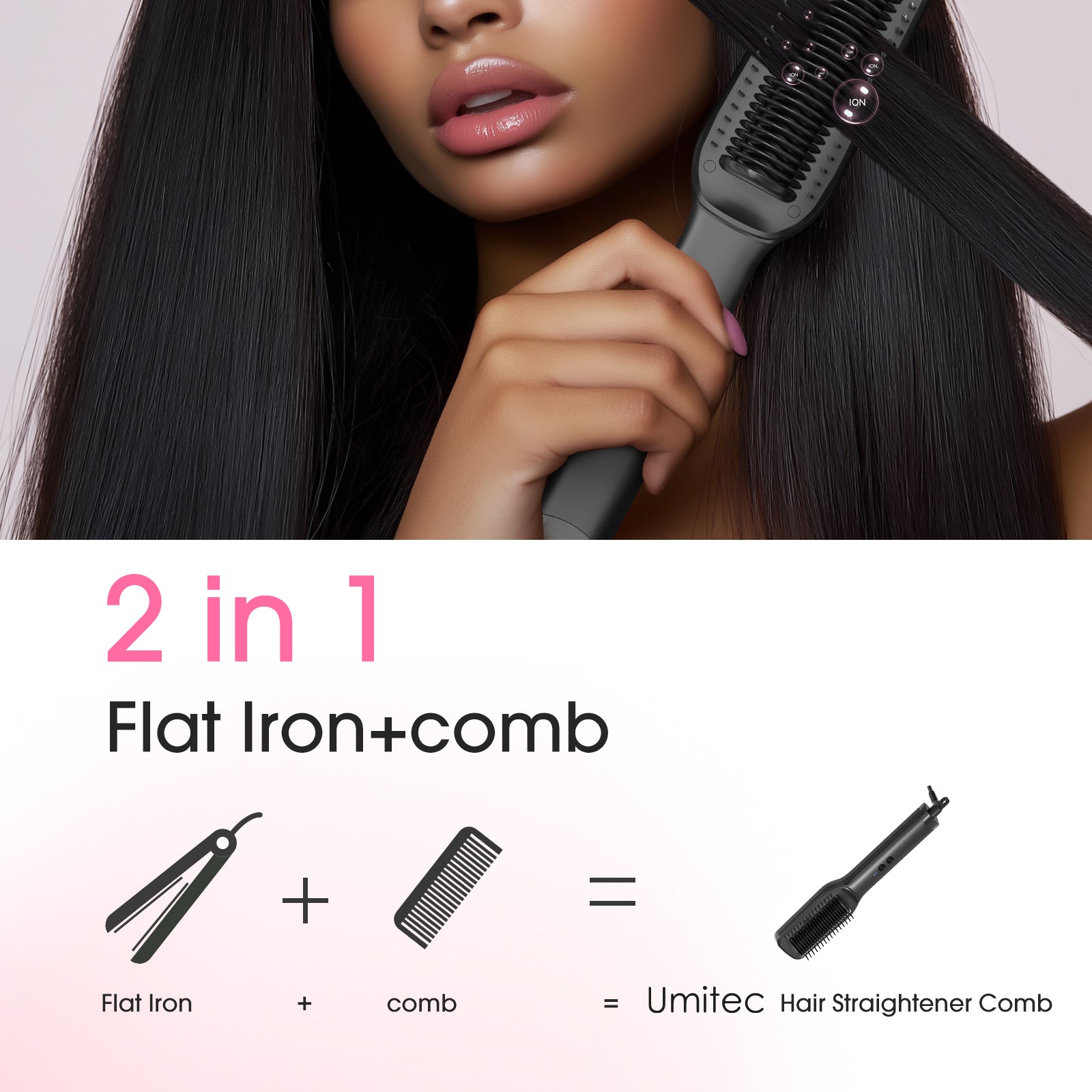 Umitec 2-in-1 Ionic Hair Straightener Brush