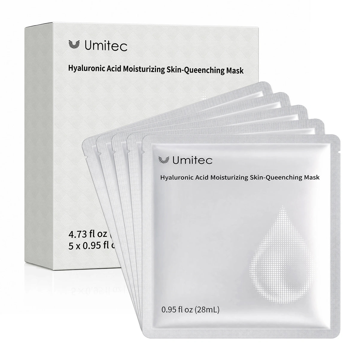 Umitec Hyaluronic Acid Moisturizing SKin-Queenching Mask 5pcs 28ml each (Or 5*0.95 fl oz)