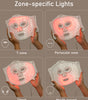Umitec LED mask zone-specific light therapy showing T-zone, Periocular, Cheek, and Mouth modes.