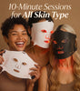 Woman wearing the Umitec LED light therapy face mask, only 10-minute sessions duitable for all skin types